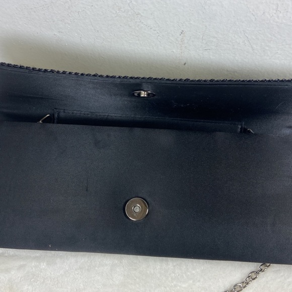 Bebe clutch with metal chain and jewel embellishment 11.5” by 4.5” - Picture 6 of 8